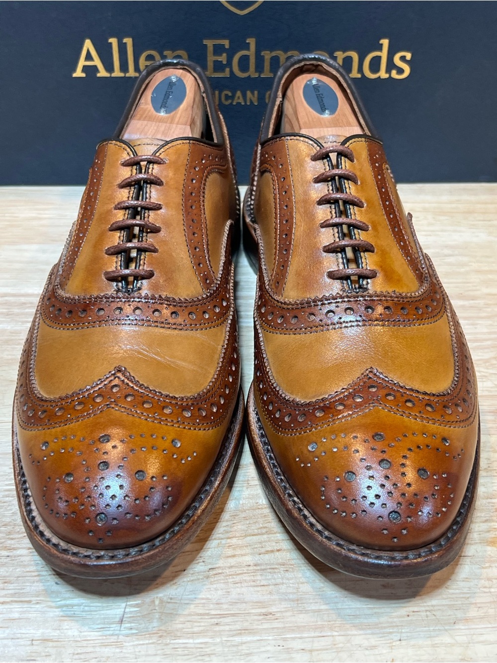 Allen Edmonds Two-Tone Brown Wingtip Oxfords - Picture 7 of 16